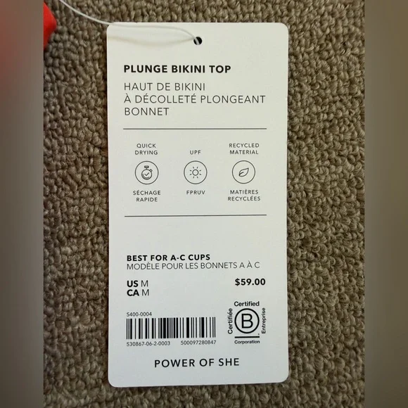 Athleta Plunge Bikini Top Poppy Red Size M - Picture 3 of 4